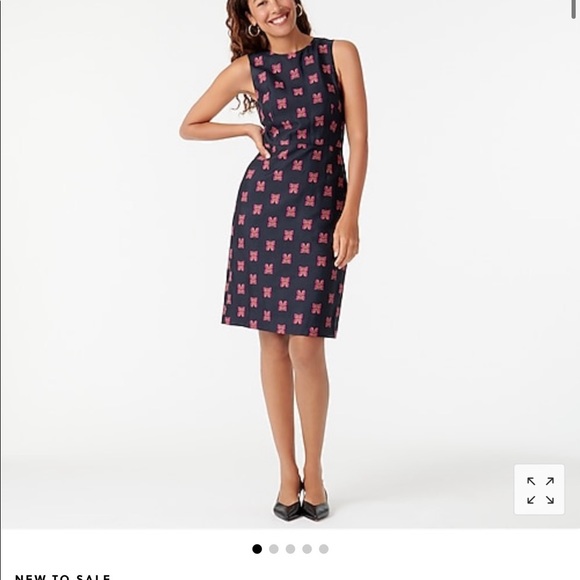 J.Crew , Size 12, Navy, Butterflies, Sheath dress in butterfly jacquard - Picture 3 of 10